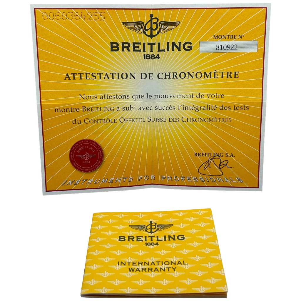 Breitling Navitimer International Warranty  Cosc Certificate Al337011 810922 20